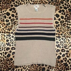 Vintage Country Seat Tan Rainbow Striped Sweater Tank